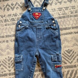 Vintage Y2K Warner Bros. Overalls with Superman Emblem
